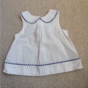 JACADI white  Sleeveless Top with Blue Trim